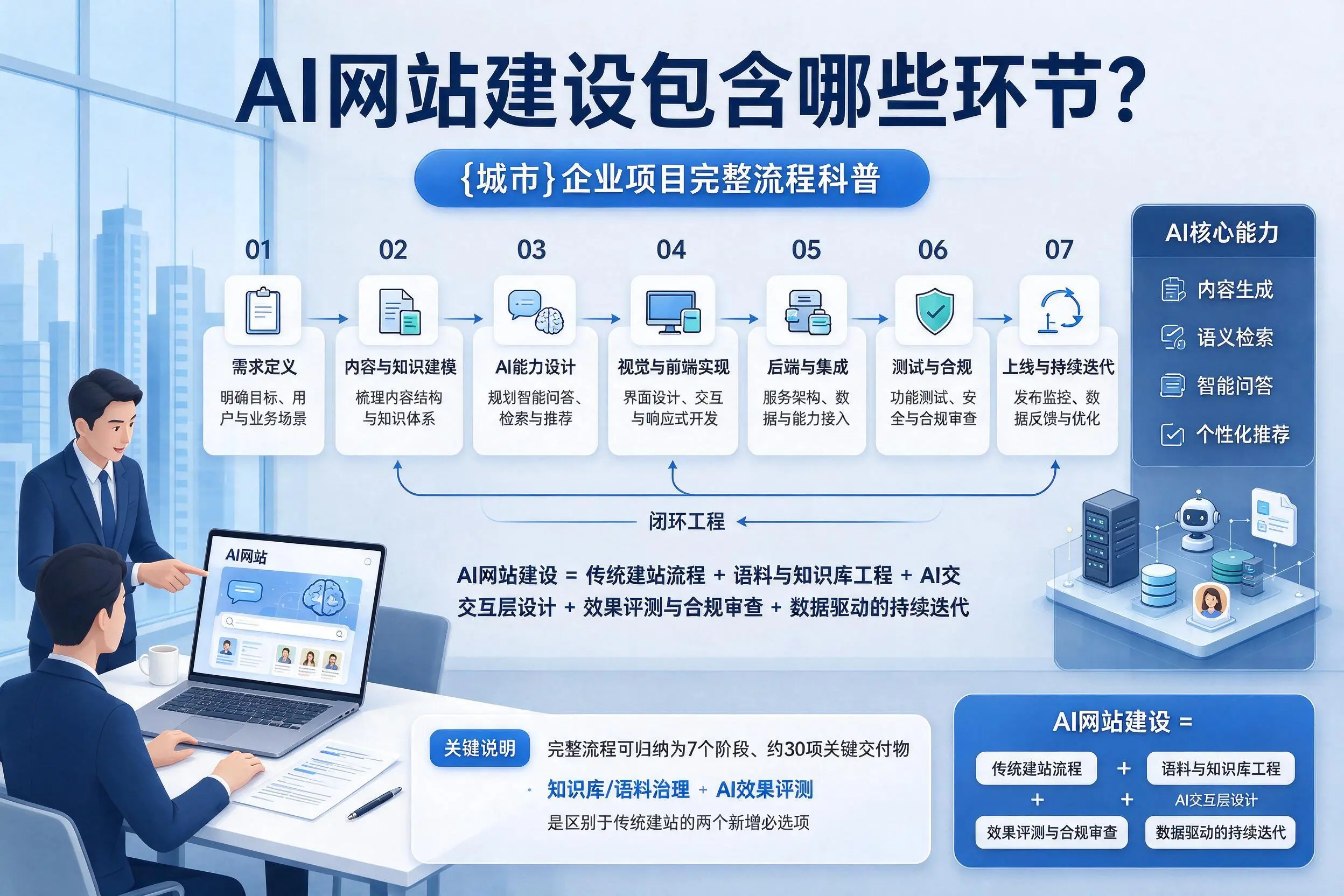 AI网站建设包含哪些环节？景德镇企业项目完整流程科普