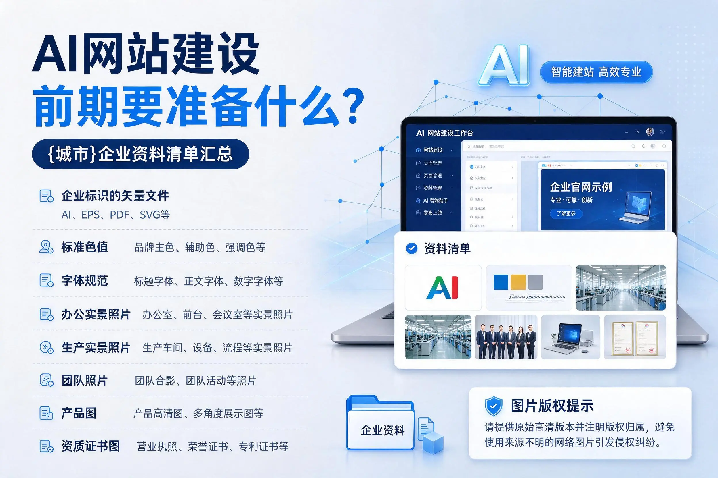 AI网站建设前期要准备什么?景德镇企业资料清单汇总