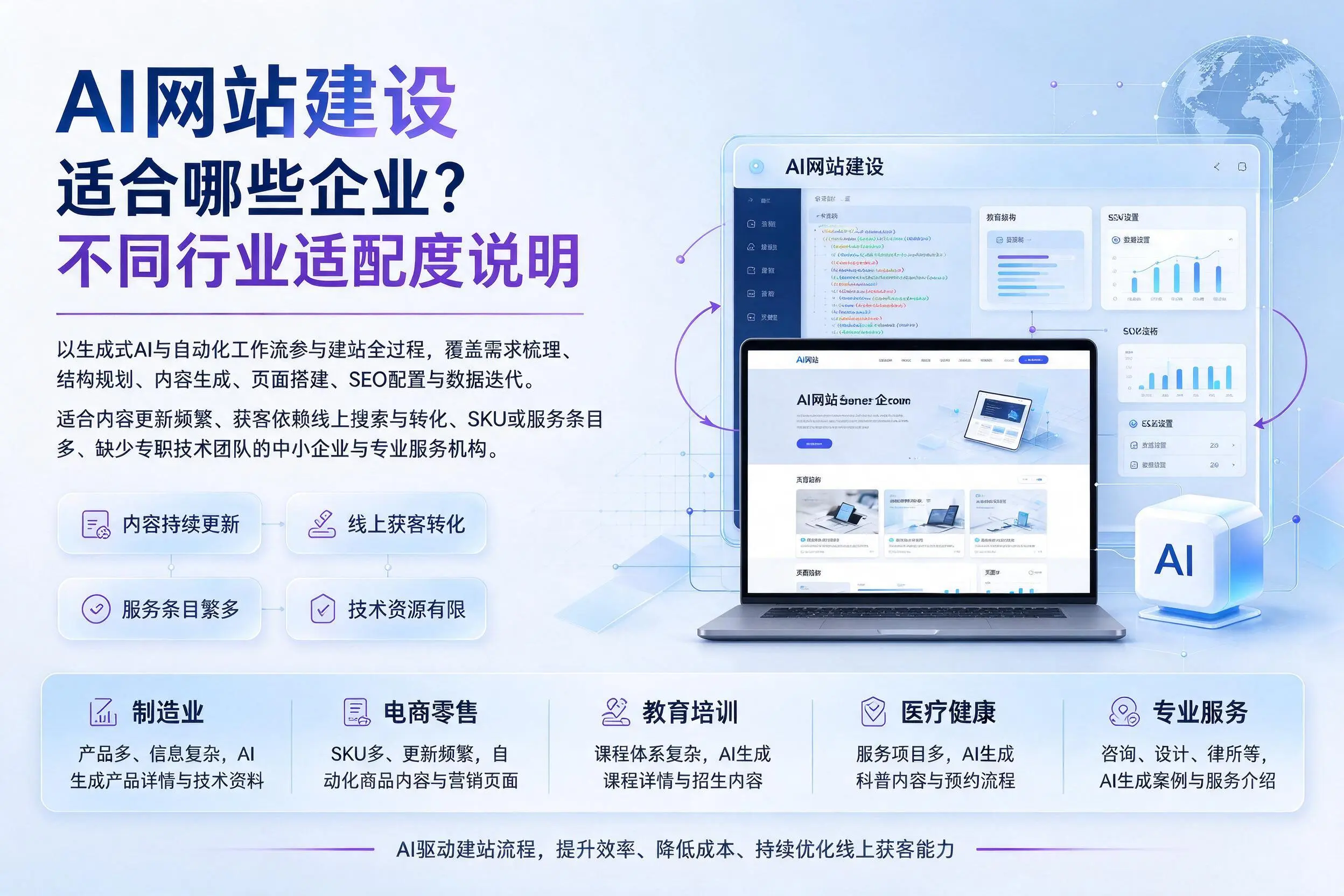 AI网站建设适合哪些企业?景德镇不同行业适配度说明